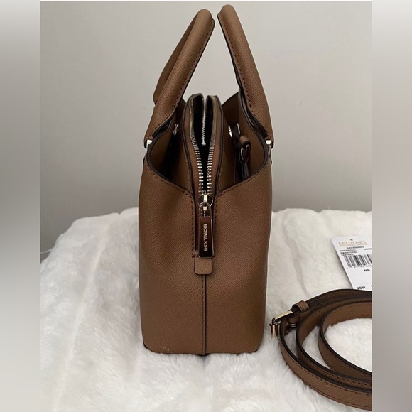 Michael Kors Small Savannah Brown Saffiano Leather Double Handle Crossbody - Picture 6 of 8